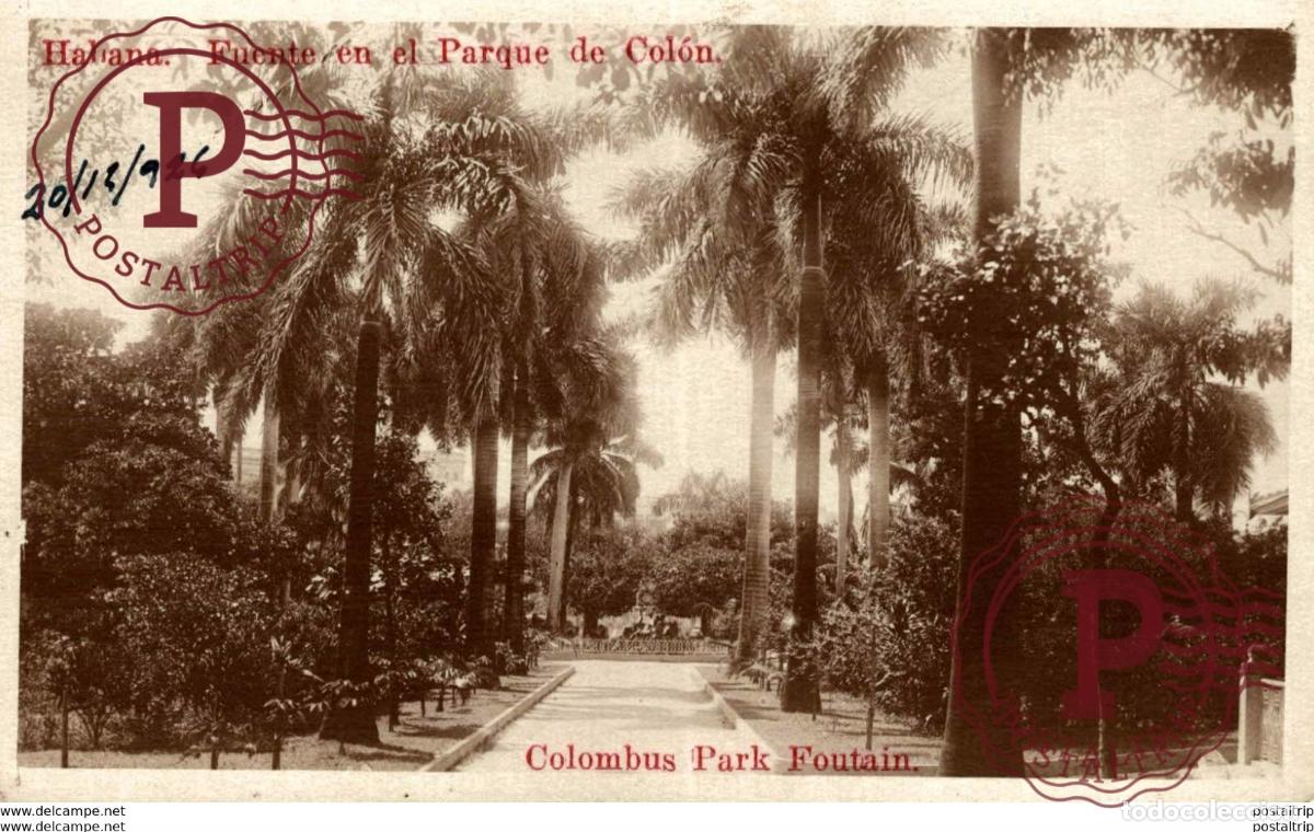 Postales: HABANA. Fuente en el Parque de Colon. Colombus Park Foutain.