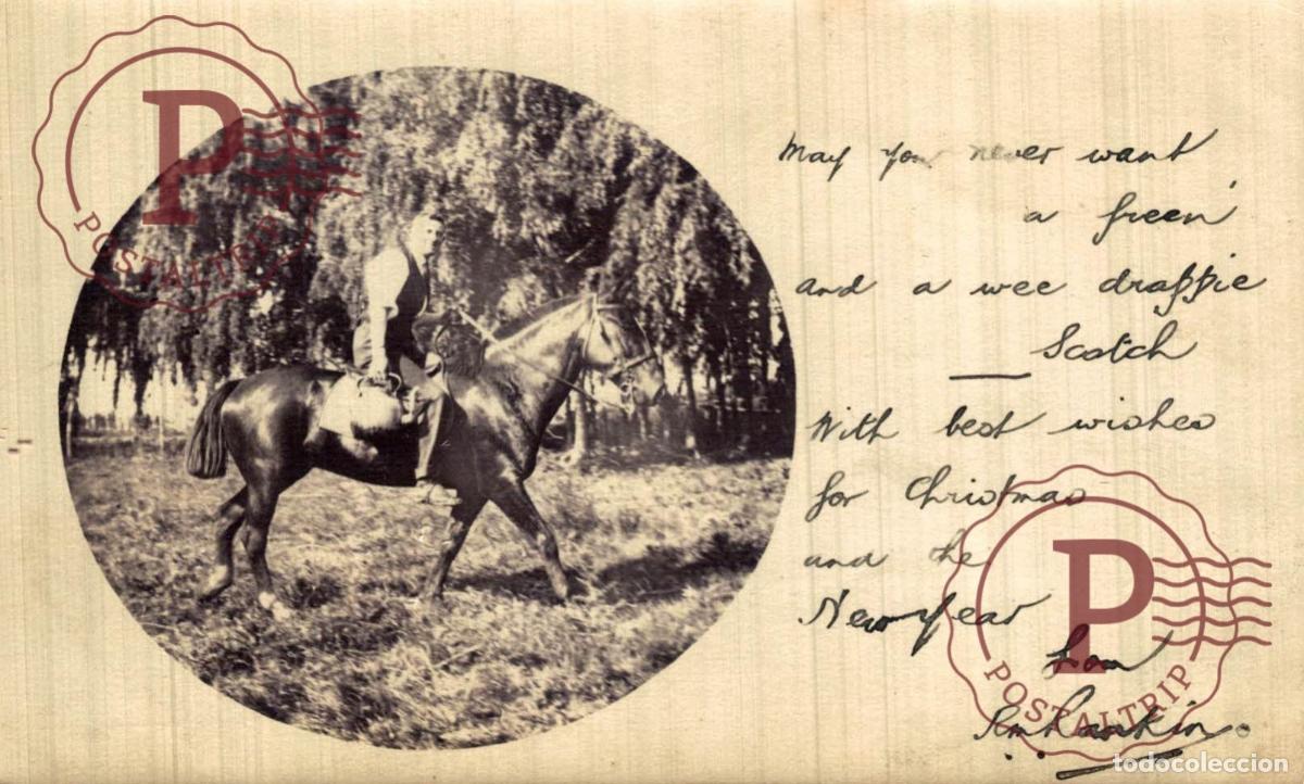 Postcards: REPUBLICA DE ARGENTINA. Jinete a caballo, mensaje navide&ntilde;o en ingl&eacute;s. RPPC. FOTOGRAFICA.