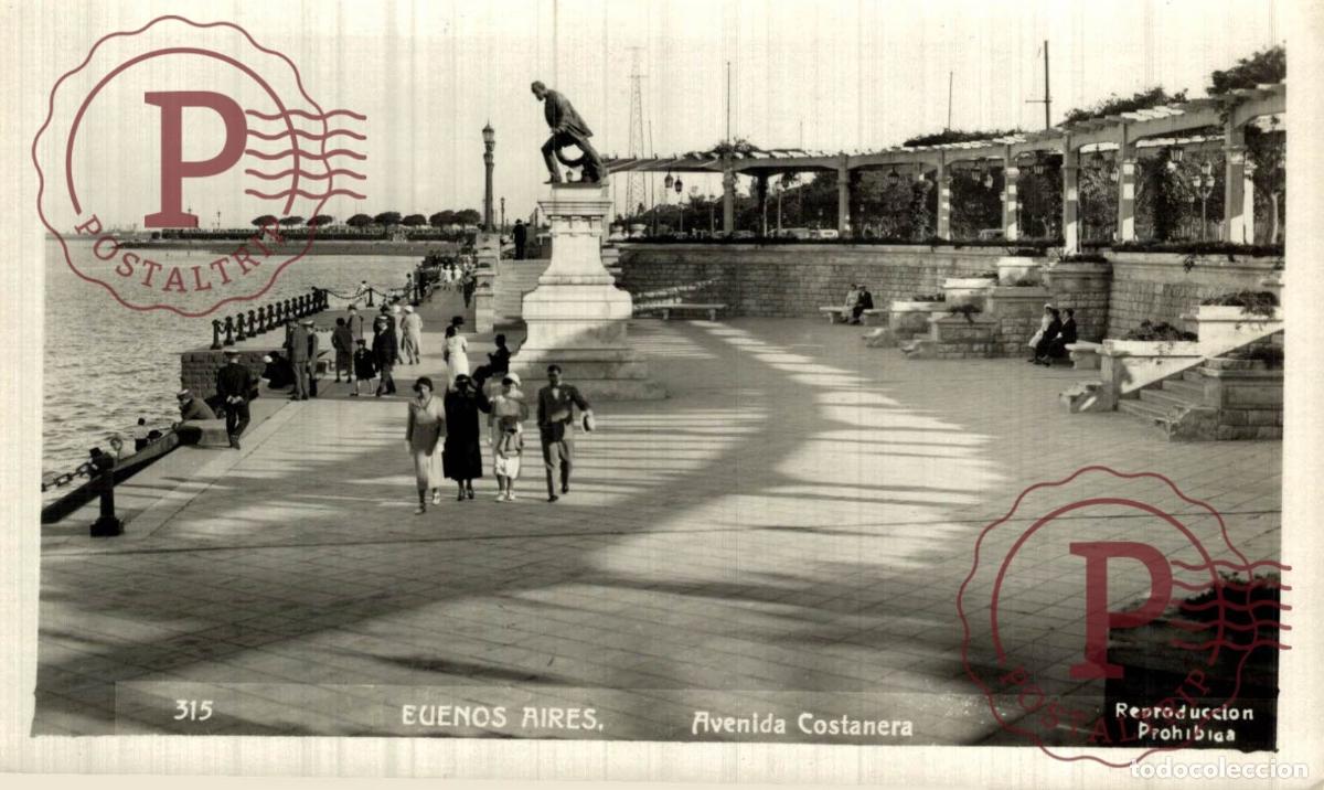 Postcards: ARGENTINA. Buenos Aires, Avenida Costanera. R.P.P.C FOTOGR&Aacute;FICA. Edici&oacute;n Bourquin y kohlmann