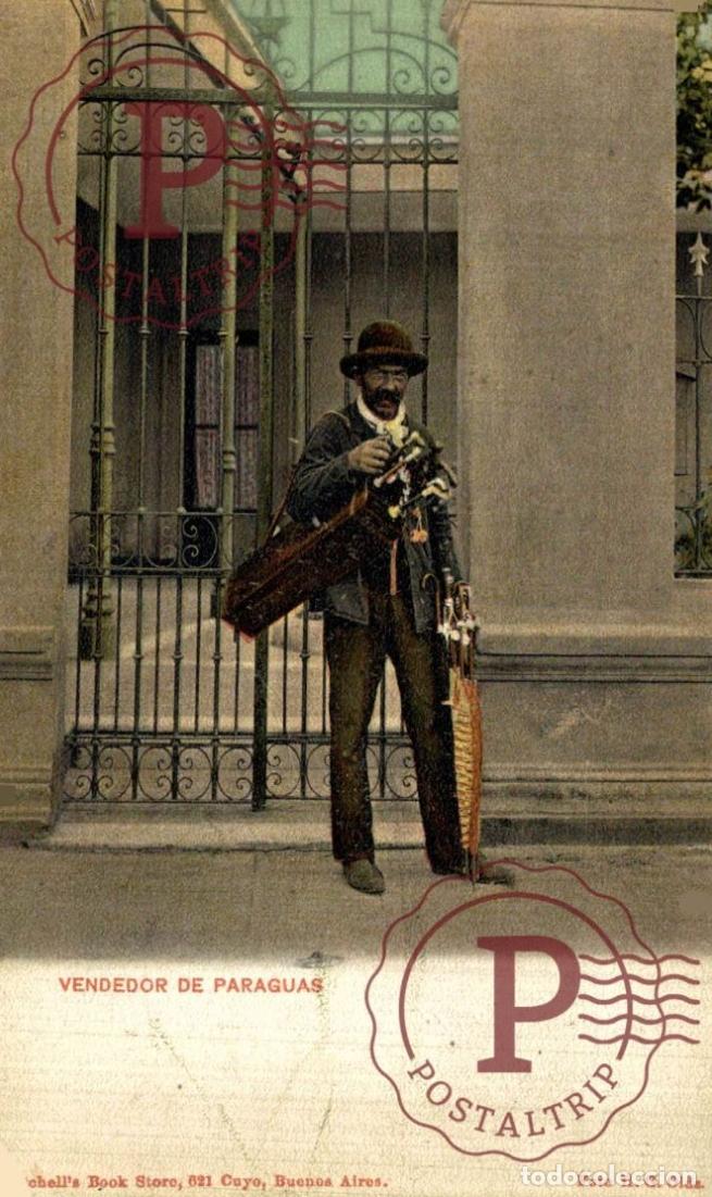 Postcards: ARGENTINA. Vendedor de Parag&uuml;as. Foto H. G. Olds. PROFESIONES PROFFESIONS. Da&ntilde;ada en la esquina inf