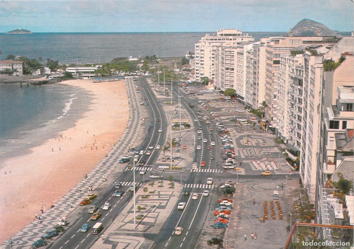 Postales: Postal de Rio de Janeiro: Vista de Copacabana y Avenida Atl&aacute;ntica