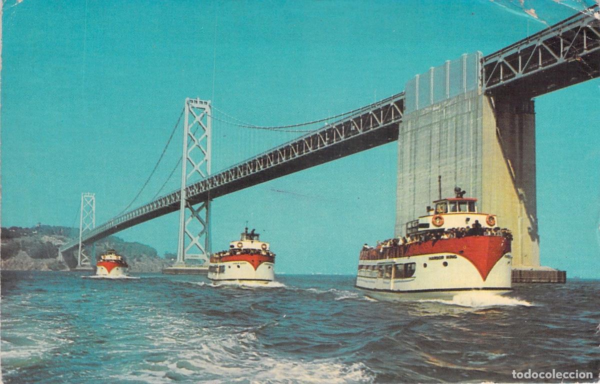 Postales: Postal Tur&iacute;stica de Barcos en la Bah&iacute;a de San Francisco y el Puente