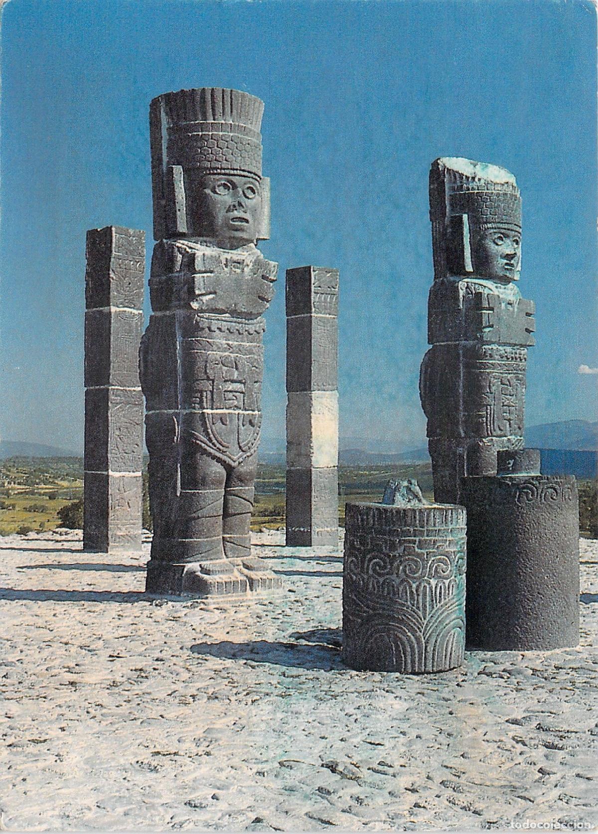 Postales: Postal de los Atlantes de Tula, Guerreros Toltecas en Hidalgo M&eacute;xico