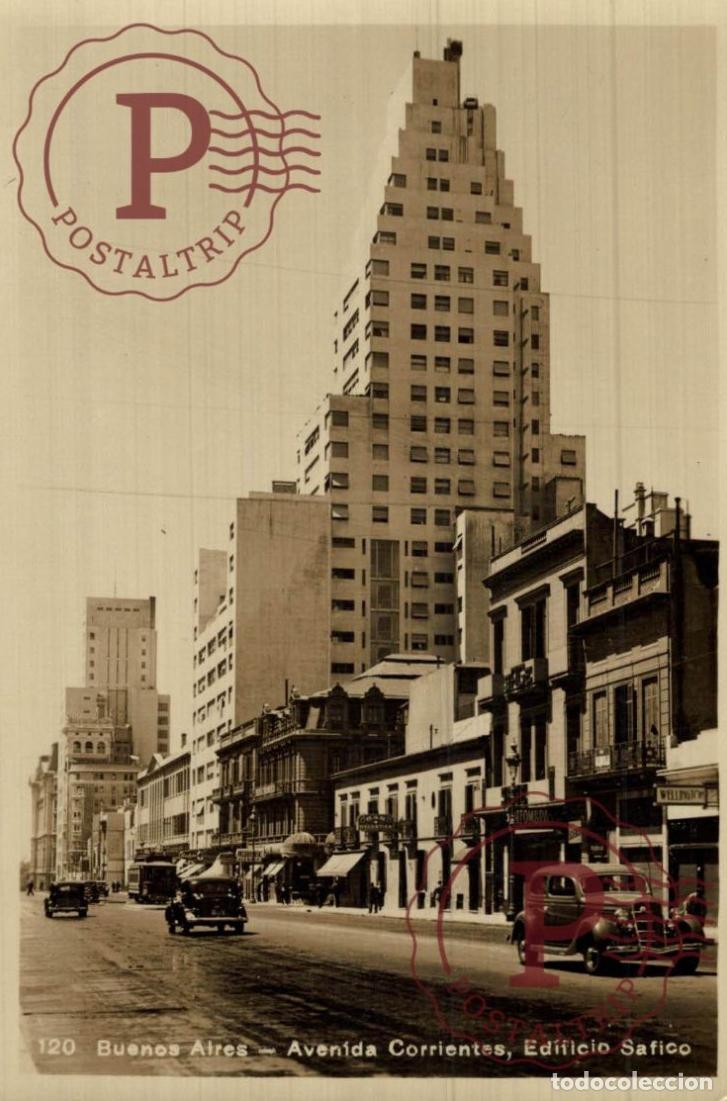 Postales: ARGENTINA. Buenos Aires, Avenida Corrientes, Edificio S&aacute;fico. Postal Fotogr&aacute;fica. R.P.P.C.
