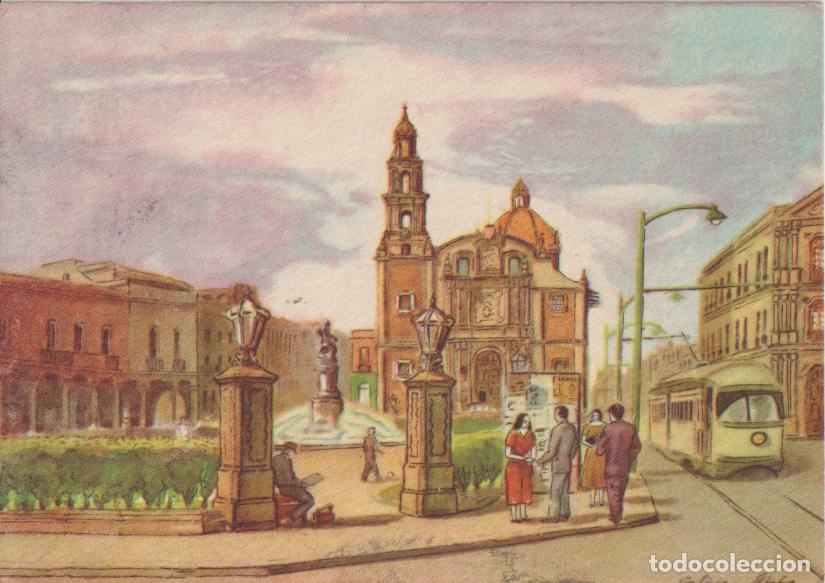 Postales: POSTAL DE LA OBRA DE ENRIQUE GALICIA ALTABA, PLAZA E IGLESIA SANTO DOMINGO (MEXICO CIUDAD) - ACUAREL