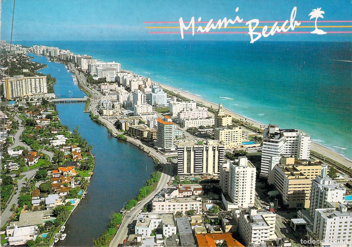 Postales: Postal Miami Beach Florida Vista A&eacute;rea Hoteles Art Deco