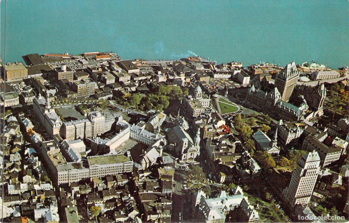 Postales: Postal de Vista A&eacute;rea de la Ciudad de Quebec y Ch&acirc;teau Frontenac