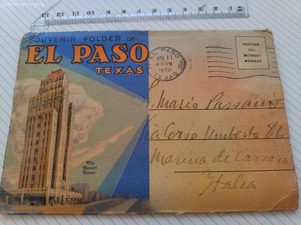 Postales: Souvernir de El Paso, Texas, USA. Vistas coloreadas 1938