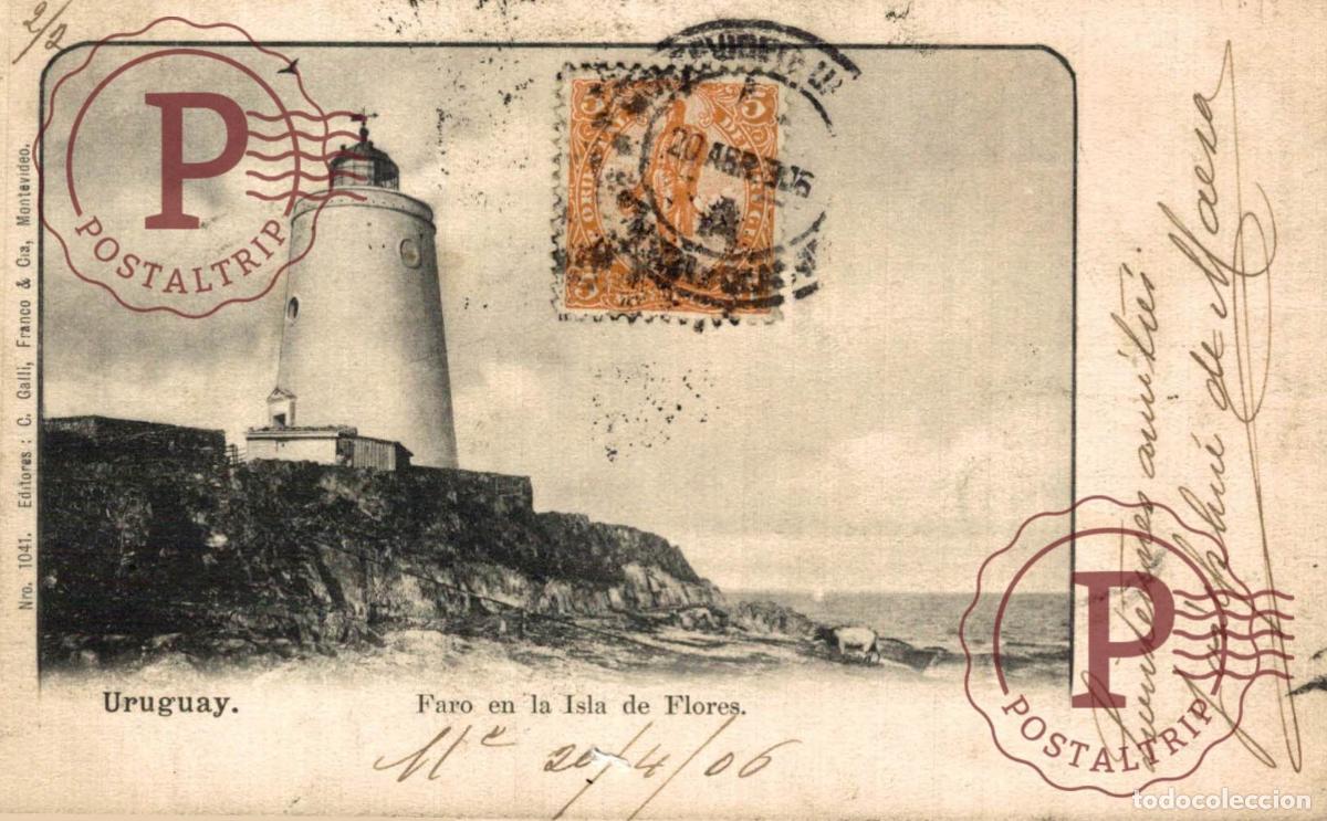 Postales: URUGUAY. MONTEVIDEO. FARO EN LA ISLA DE LAS FLORES. PHARE. LIGHTHOUSE.