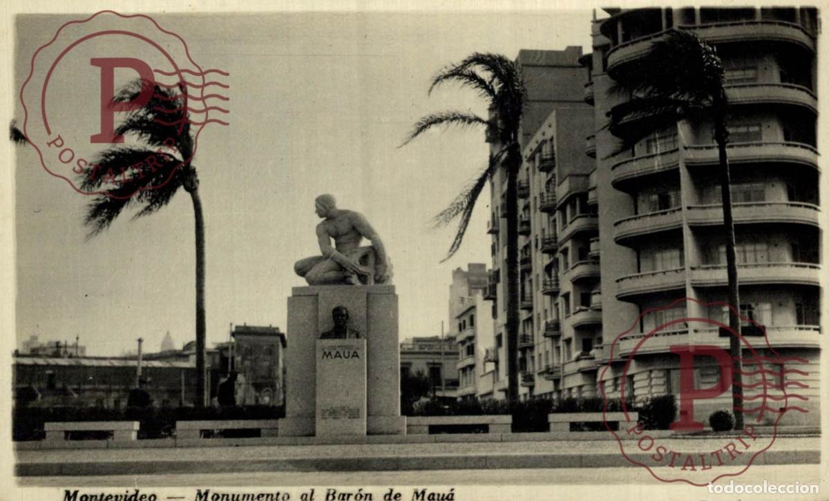 Postales: URUGUAY, MONTEVIDEO. Monumento al Baron de Maua. RPPC. FOTOGRAFICA