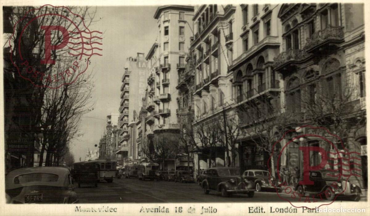 Postales: URUGUAY. MONTEVIDEO. AVENIDA 18 DE JULIO. RPPC. FOTOGRAFICA.