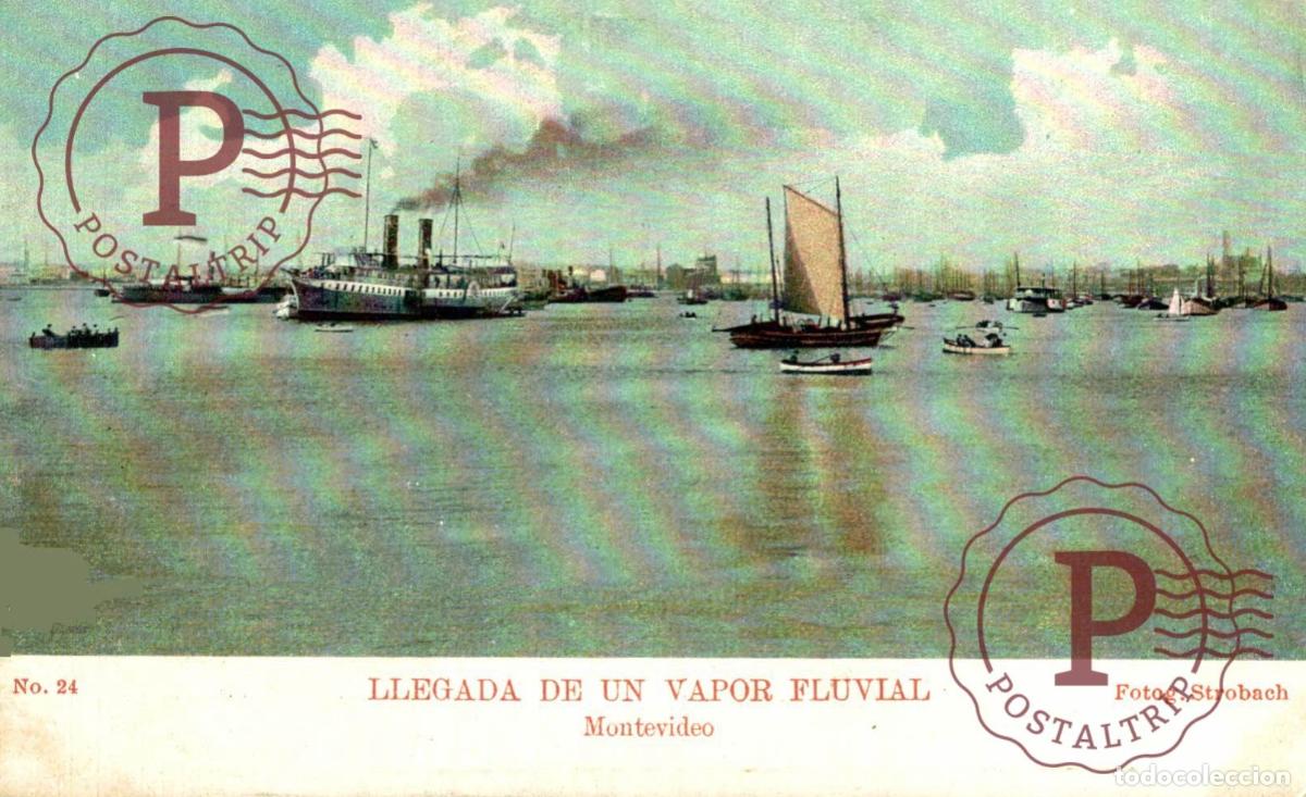 Postales: URUGUAY. MONTEVIDEO. LLEGADA DE UN VAPOR FLUVIAL.
