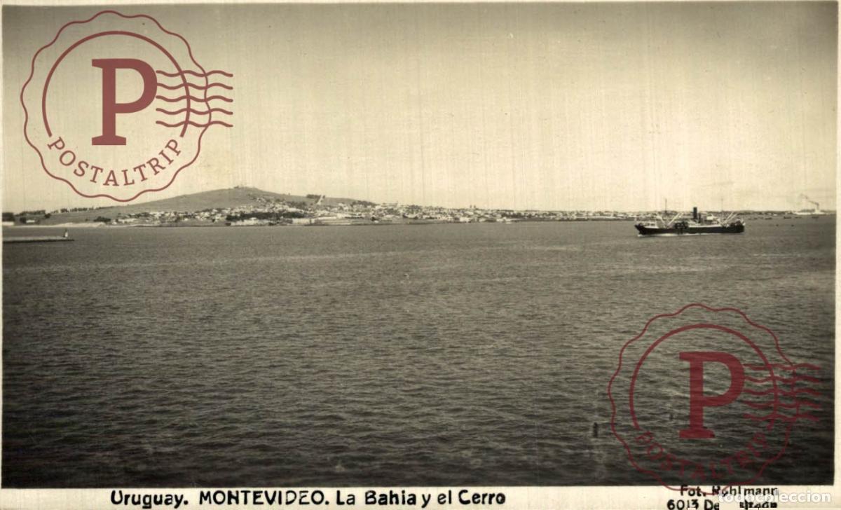 Postales: URUGUAY. MONTEVIDEO. LA BAHIA Y EL CERRO. RPPC. FOTOGRAFICA. FOT ROHLMANN BARCO SHIP BATEAU