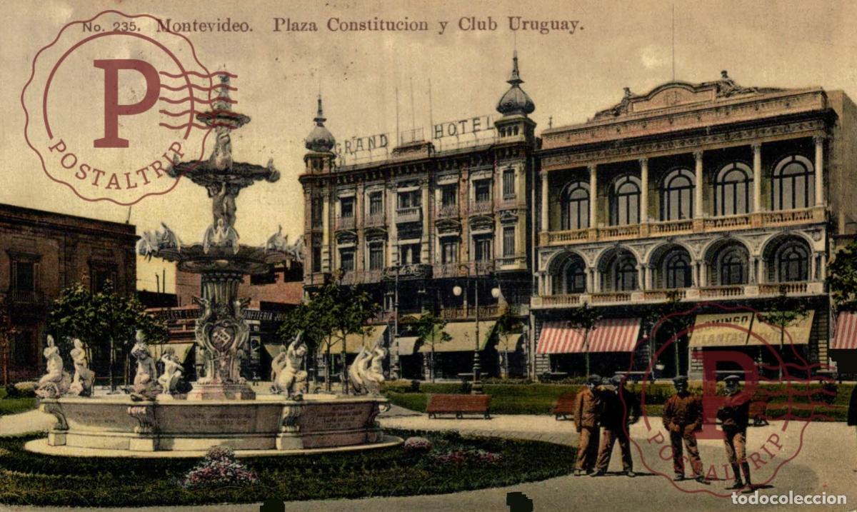 Postales: URUGUAY. MONTEVIDEO. PLAZA CONSTITUCION Y CLUB URUGUAY.