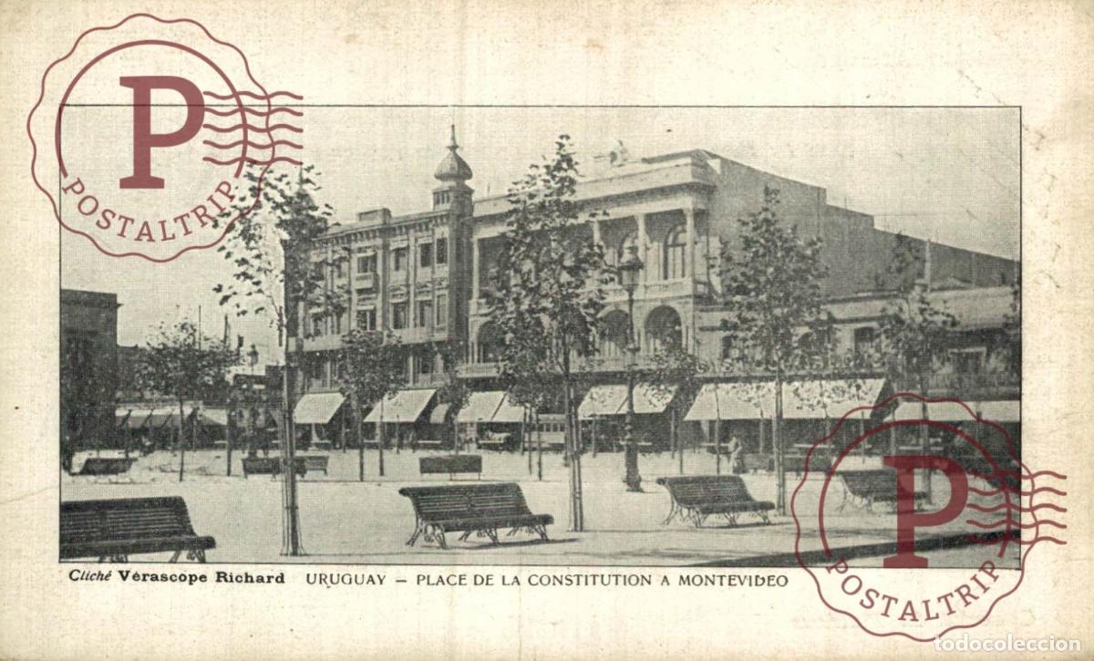 Postales: URUGUAY. MONTEVIDEO. PLACE DE LA CONSTITUTION A MONTEVIDEO. CLICHE VERASCOPE RICHARD