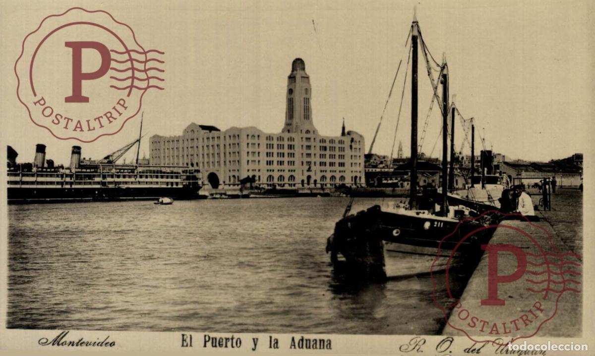 Postales: URUGUAY. MONTEVIDEO. PUERTO Y ADUANA. BARCO. BATEAU SHIP. FOTOGRAFICA. RPPC. REAL PHOTO. R. O. DEL U