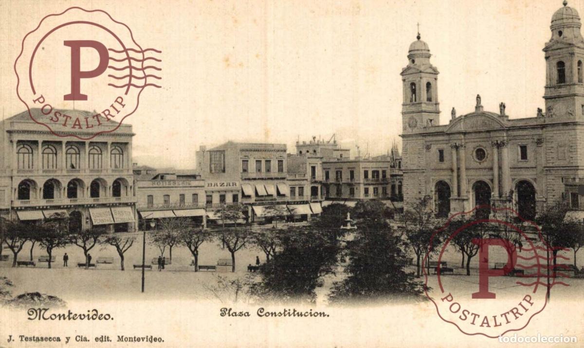 Postales: URUGUAY. MONTEVIDEO. PLAZA DE LA CONSTITUCION. J. TESTASECCA Y CIA