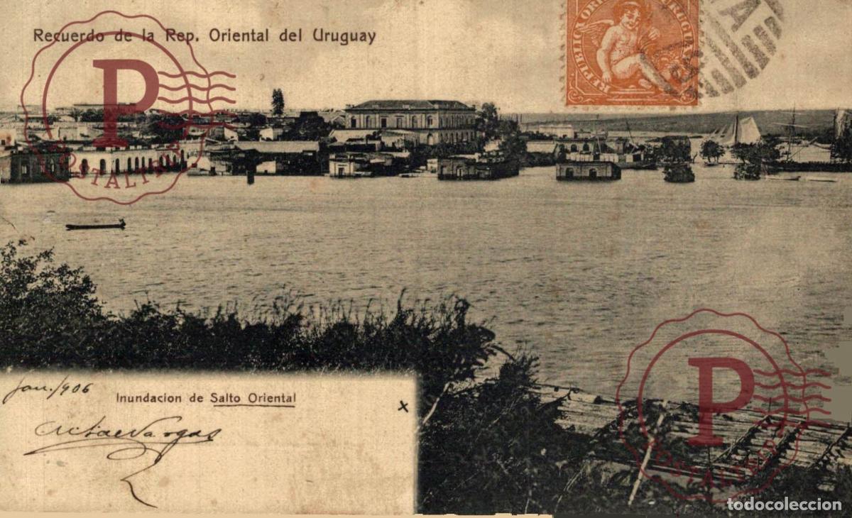 Postales: URUGUAY. SALTO R. O. Recuerdo de la Rep oriental del Uruguay Inundacion de Salto Oriental