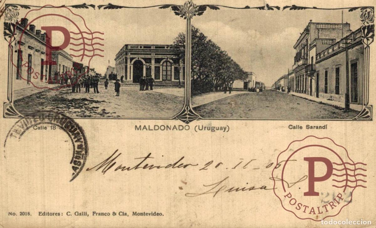 Postkarten: URUGUAY. MALDONADO. CALLE SARANDI Y CALLE 18 DE JULIO