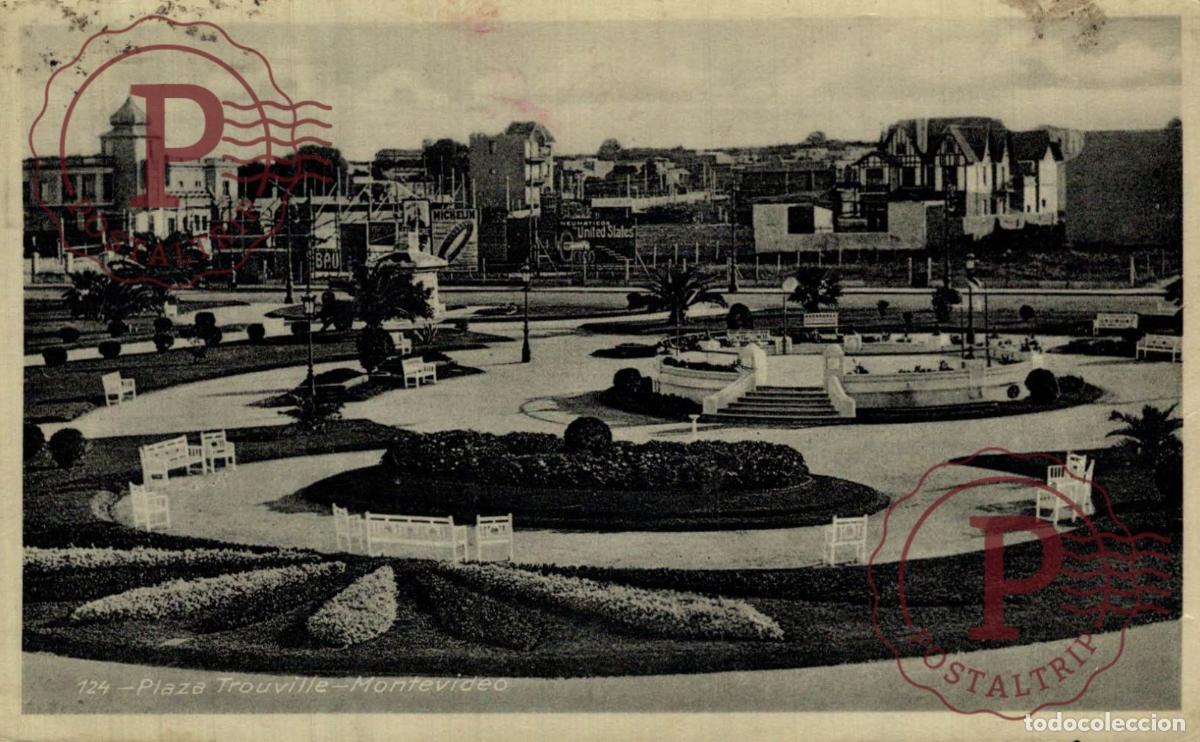 Postcards: URUGUAY. MONTEVIDEO. PLAZA TROUVILLE. RPPC. FOTOGRAFICA.