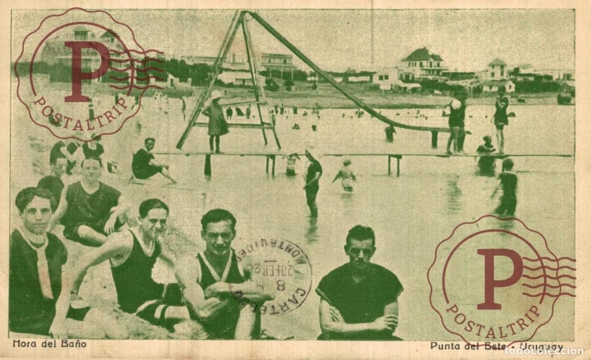 Postales: URUGUAY. PUNTA DEL ESTE. HORA DEL BA&Ntilde;O.