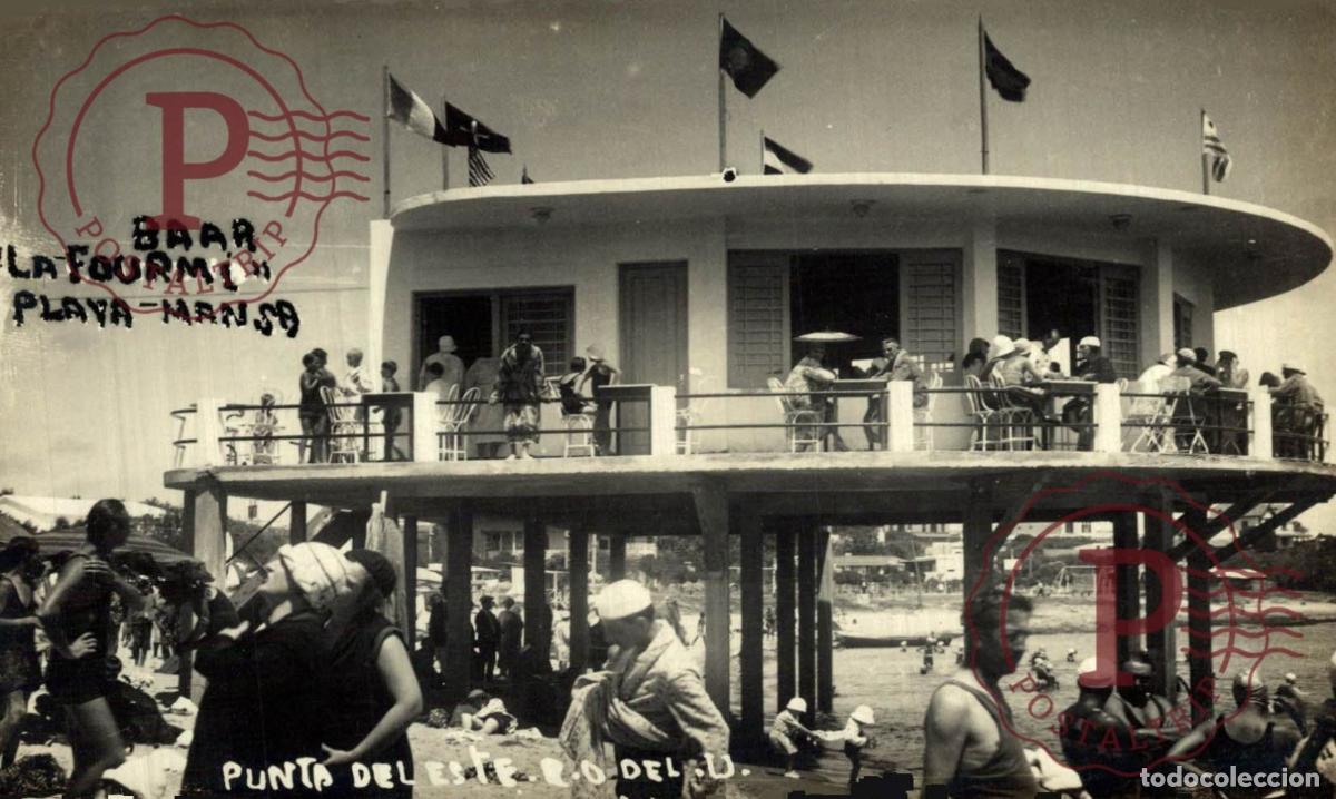 Postales: URUGUAY. PUNTA DEL ESTE PLAYA MANSA. BAAR LA FOURMI. RPPC. FOTOGRAFICA.