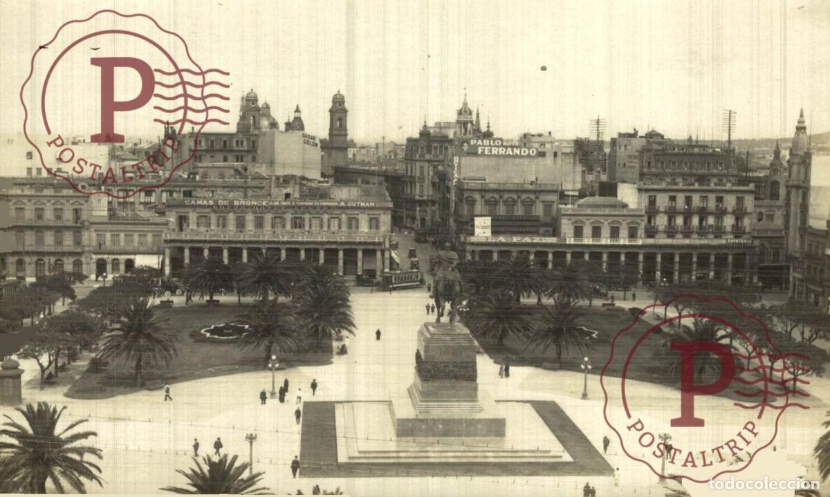 Postales: URUGUAY. MONTEVIDEO. PLAZA INDEPENDENCIA. RPPC. FOTOGRAFICA. PUBLI. CAMAS BRONCE A. GUTMAN. PABLO FE