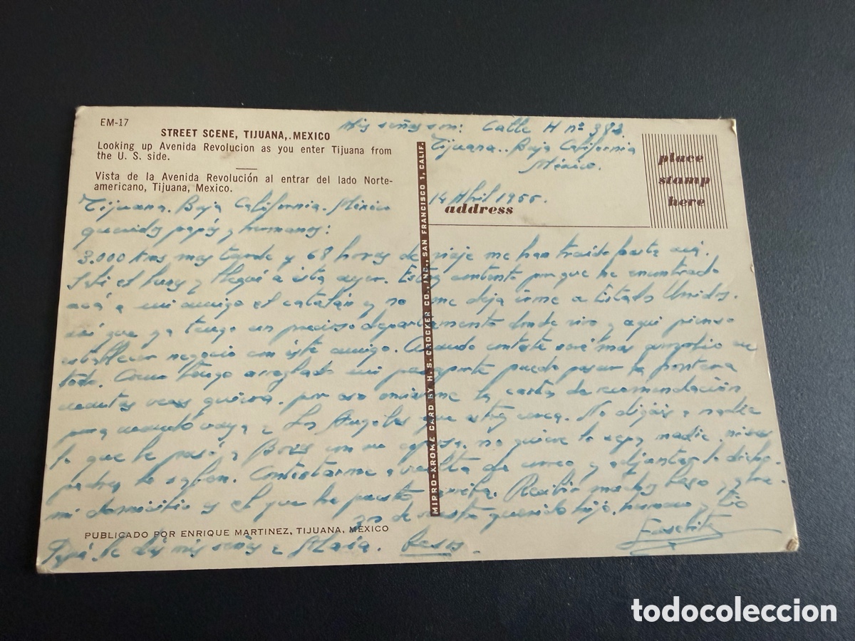 Postales: Postal. TIJUANA ( M&Eacute;XICO ). 1955 - Foto 2