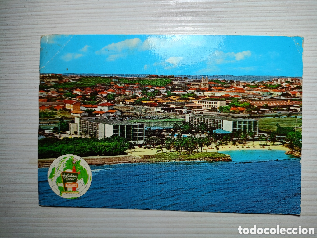 Postales: Postal a&eacute;rea de colecci&oacute;n magn&iacute;fica playa de coco caribe&ntilde;a Holiday Inn Curazao