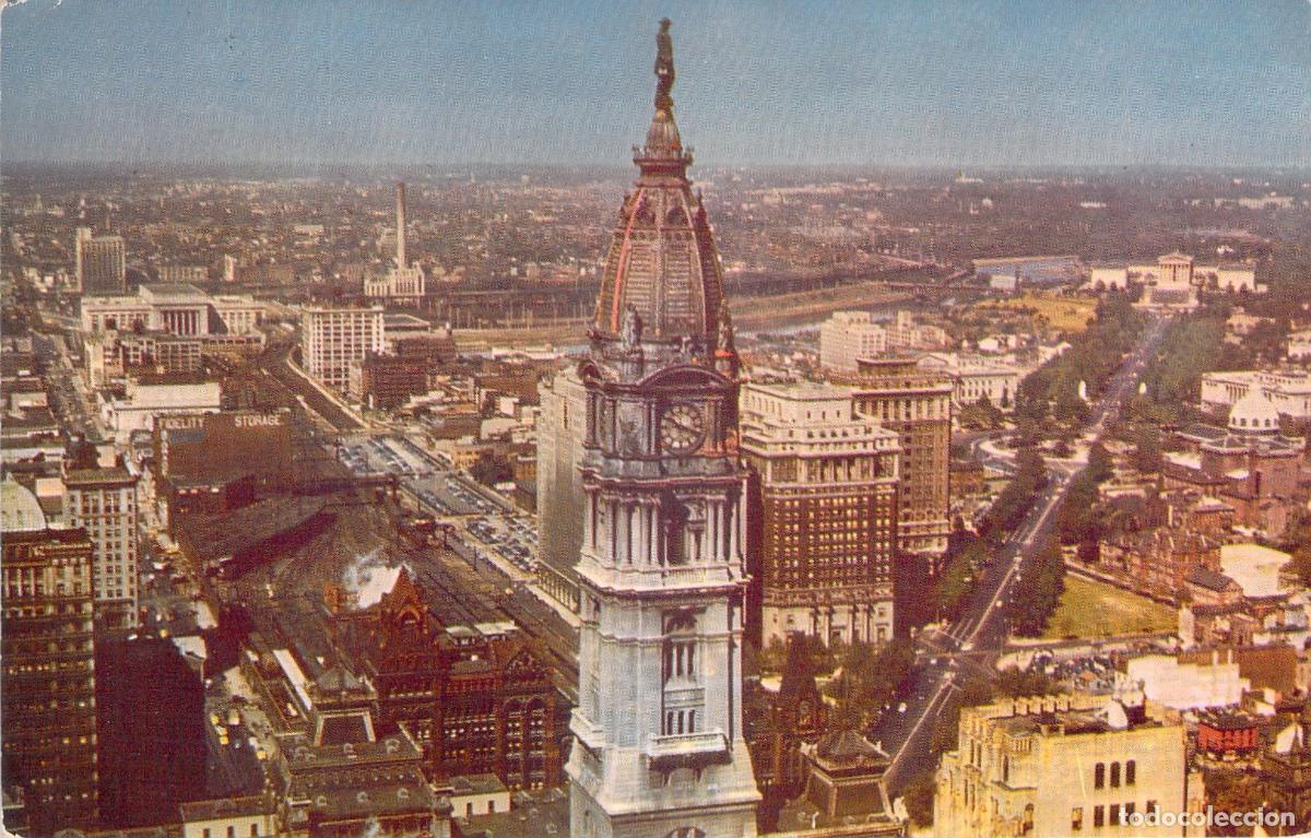 Postales: Postal de Filadelfia Vista A&eacute;rea del Ayuntamiento desde Edificio PSFS