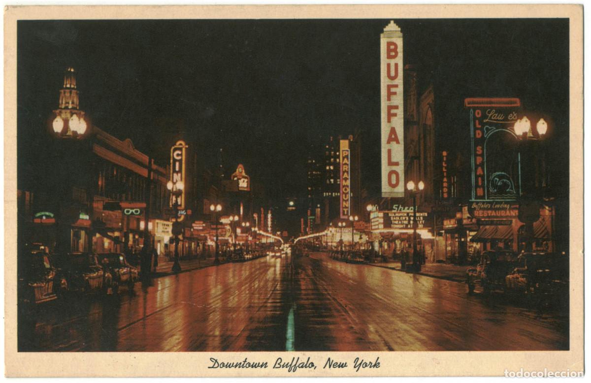 Postales: BUFFALO_Main Street_Curteichcolor & Ernest Gunzburger / Teatros NY