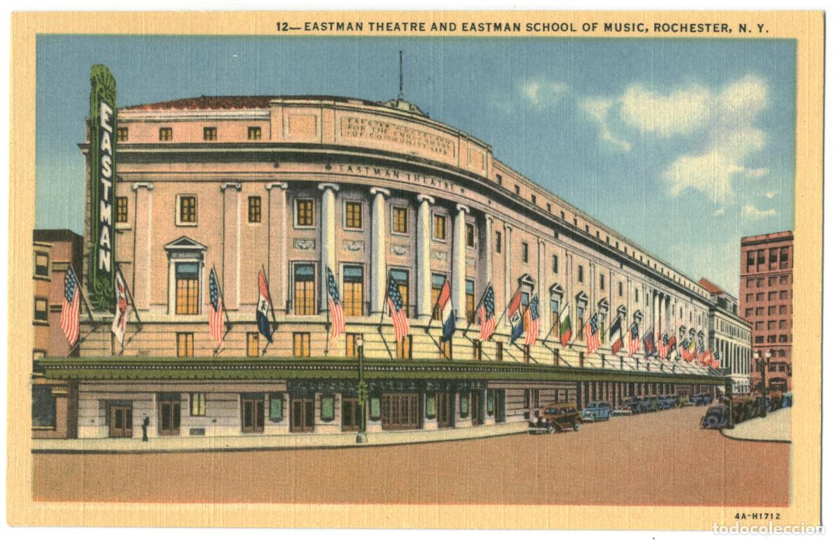 Postales: ROCHESTER_Eastman Theatre & Eastman School of Music_Curteich & Rochester News / Teatros NY