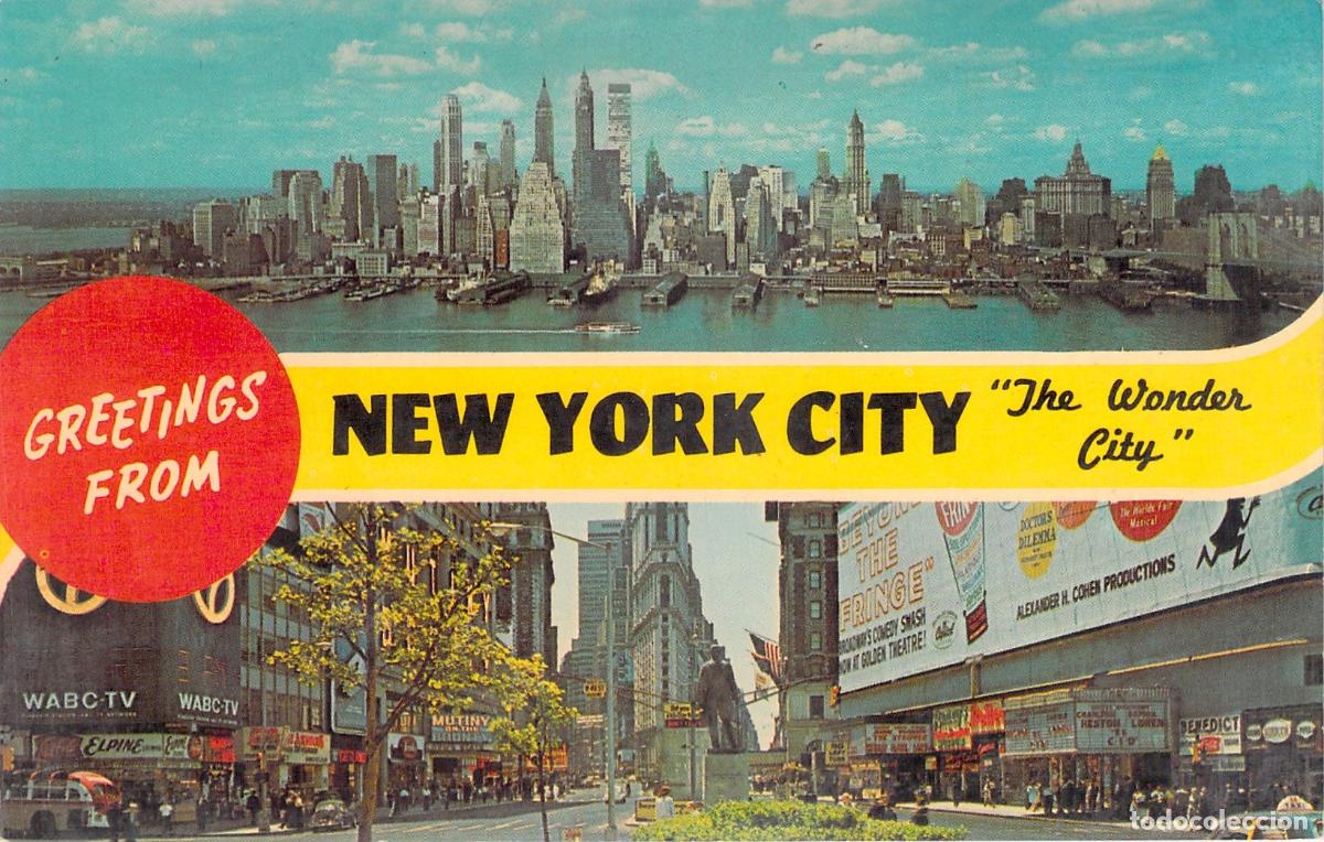 Postales: Postal de Nueva York Lower Manhattan Skyline y Times Square