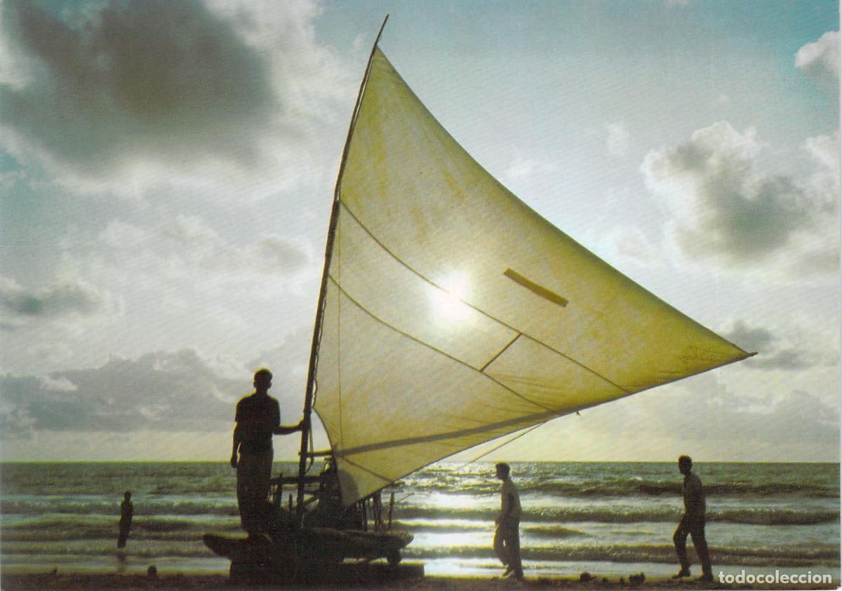Postales: Postal Fortaleza Brasil Jangada al Atardecer Varig