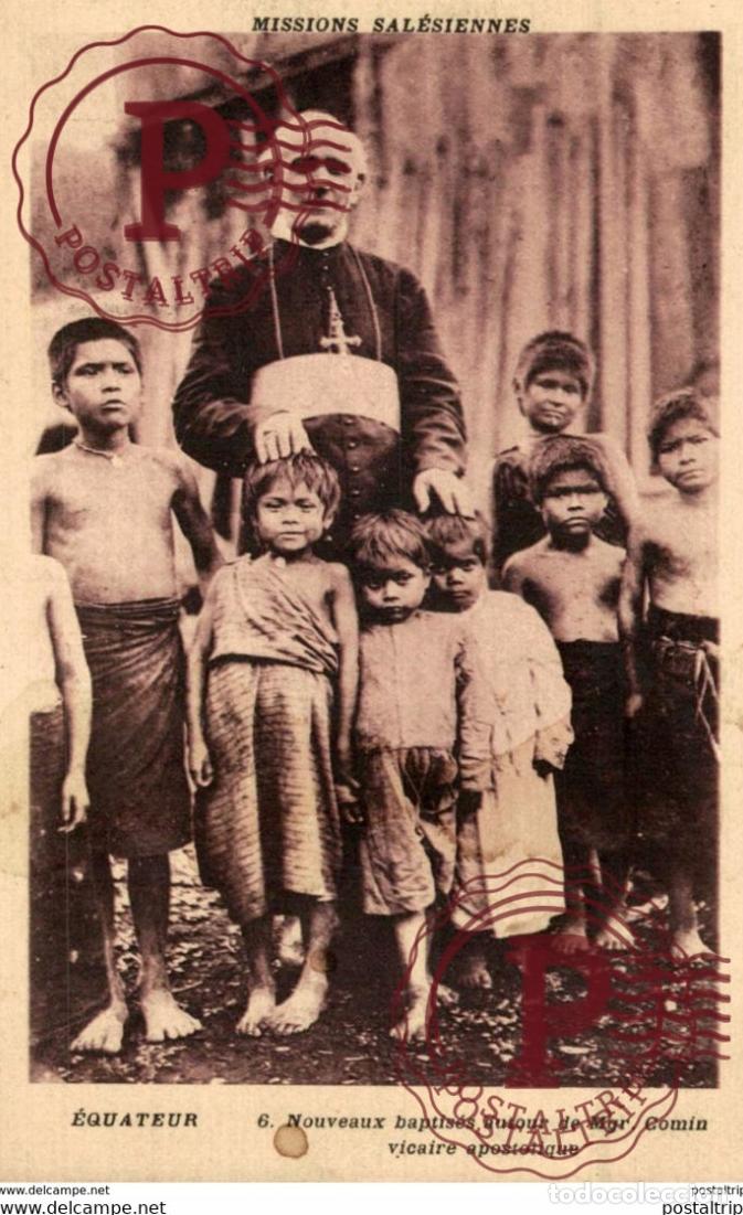 Postales: Missions salesiennes Equateur Equator Nouveaux baptises autour de Mgr Comin vicaire apostolique