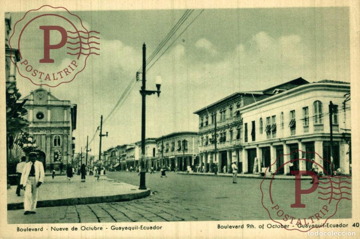 Postales: ECUADOR. GUAYAQUIL. BOULEVARD NUEVE 9 DE OCTUBRE.