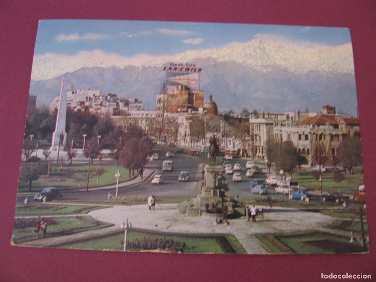 Postales: POSTAL DE CHILE. SANTIAGO. PLAZA BAQUEDANO. CORDILLERA DE LOS ANDES. CIRCULADA 1967