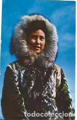 Postales: Estados Unidos y Marcofilia, Chica esquimal de Alaska, Anchorage a Lisboa 1963 (7139)