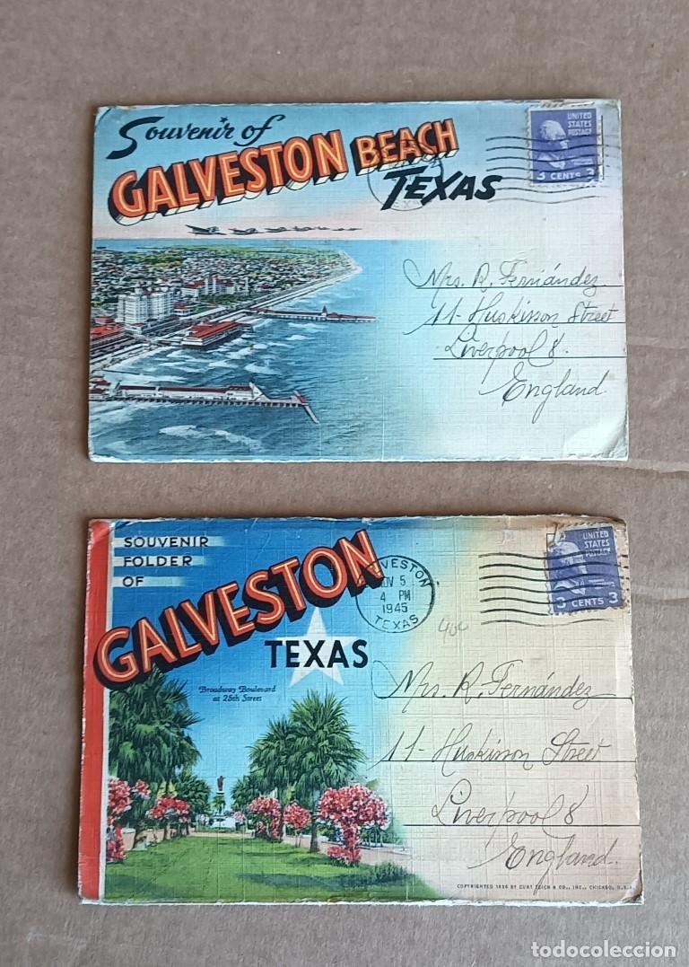 Postales: 2 &aacute;lbumes de postales GALVESTON TEXAS - Souvenir folder of Cada &aacute;lbum con 16 - 1945 / 194..