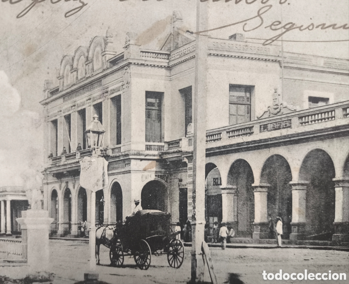 Postales: CIENFUEGOS PASEO DEL PRADO LICEO Y TEATRO POSTAL CIRCULADA CUBA C. 1910