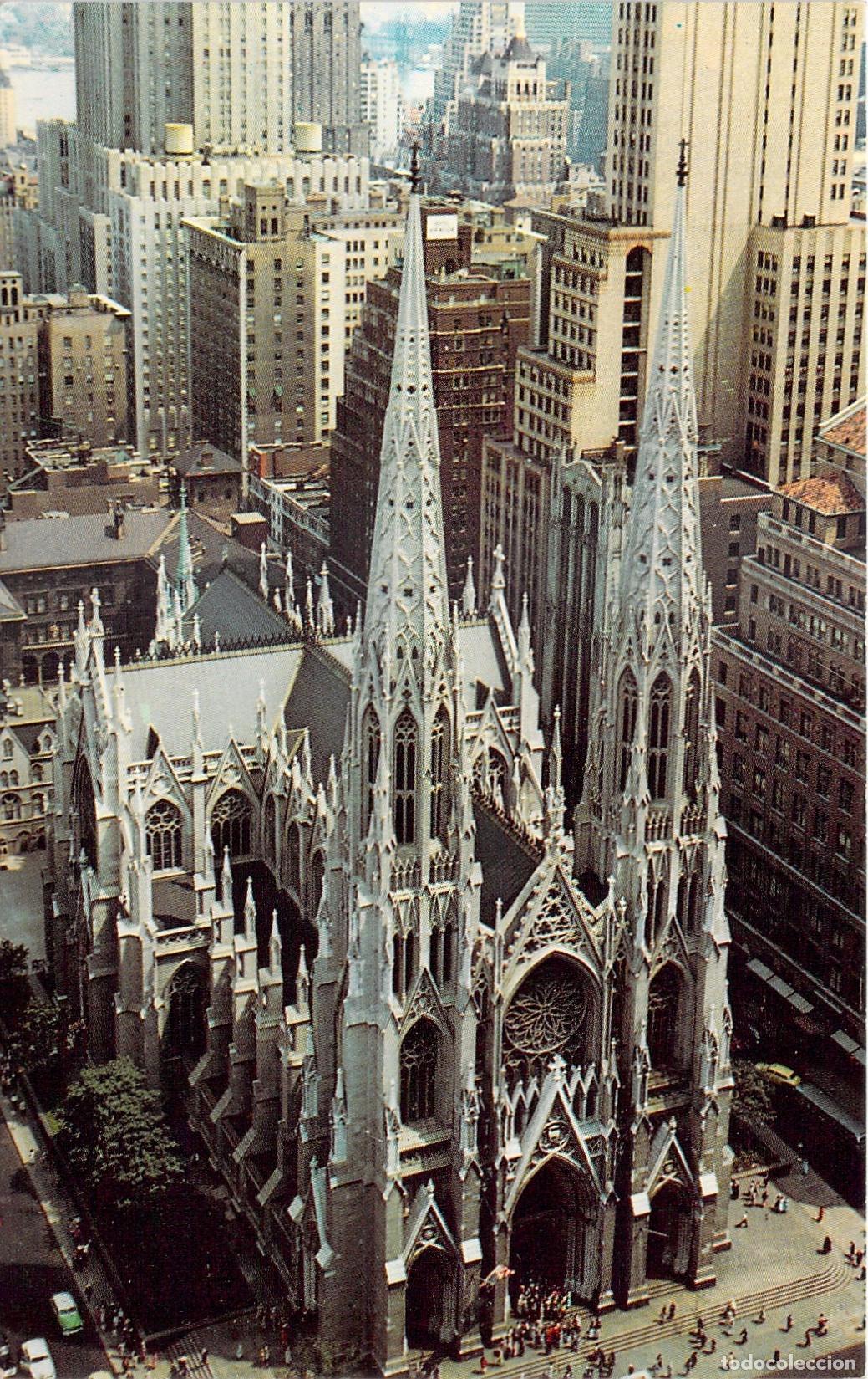 Postales: Postal de la Catedral de San Patricio en Nueva York Vista A&eacute;rea