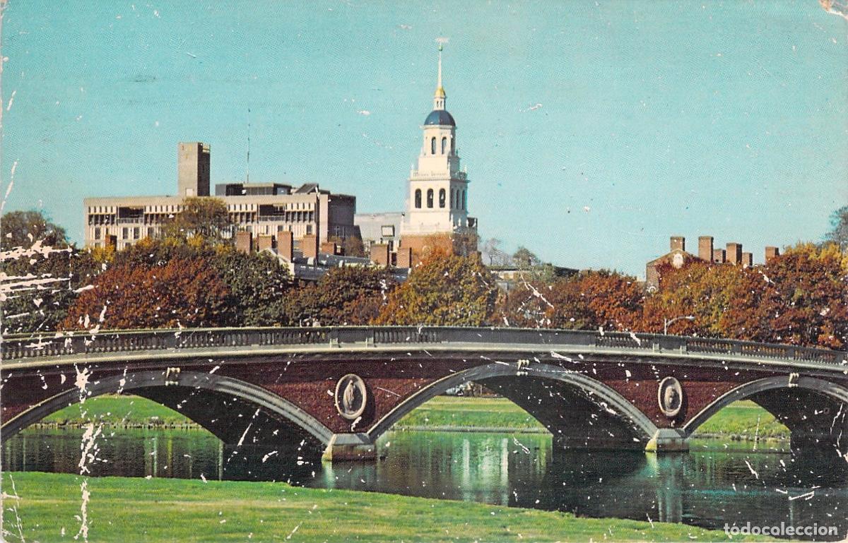 Postales: Postal de la Universidad de Harvard y el Puente Weeks en Cambridge