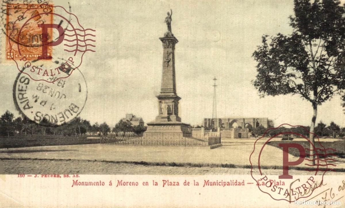 Cartes Postales: ARGENTINA. La Plata, Monumento a Moreno En La Plaza De La Municipalidad. Rep&uacute;blica Argentina.