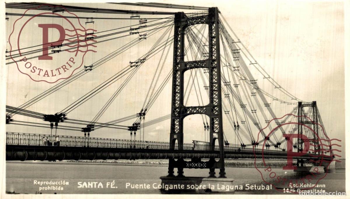 Postcards: ARGENTINA. SANTA FE. PUENTE COLGANTE SOBRE LA LAGUNA. RPPC. FOTOGRAFICA KOHLMANN