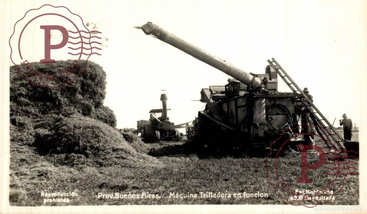 Postcards: ARGENTINA. BUENOS AIRES. MAQUINA TRILLADORA EN FUNCION. RPPC. FOTOGRAFICA KOHLMANN
