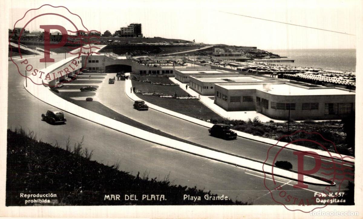 Postcards: ARGENTINA. MAR DE PLATA. PLAYA GRANDE. RPPC. FOTOGRAFICA.