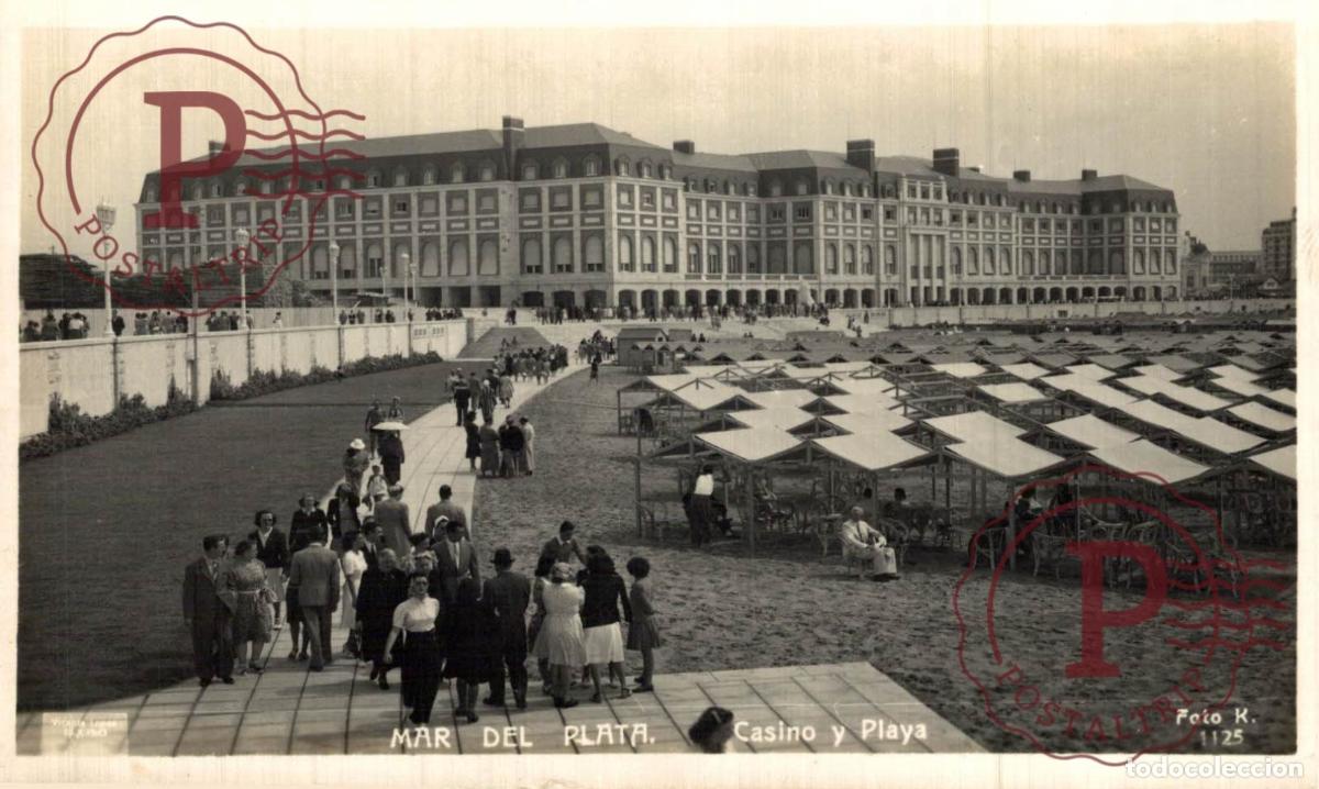 Postcards: ARGENTINA. MAR DE PLATA. CASINO Y PLAYA. RPPC. FOTOGRAFICA.