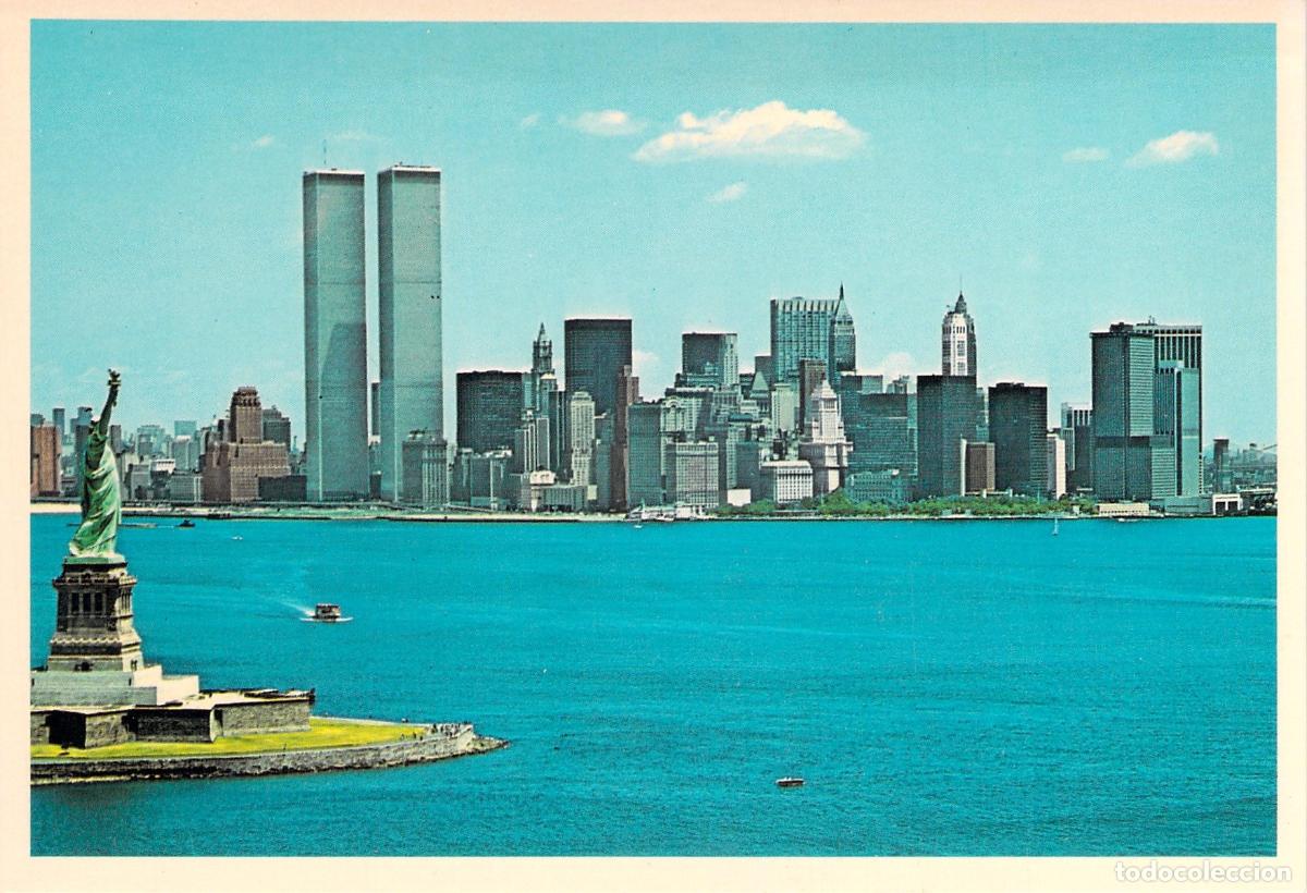 Postales: Postal Estatua de la Libertad y Manhattan con Torres Gemelas