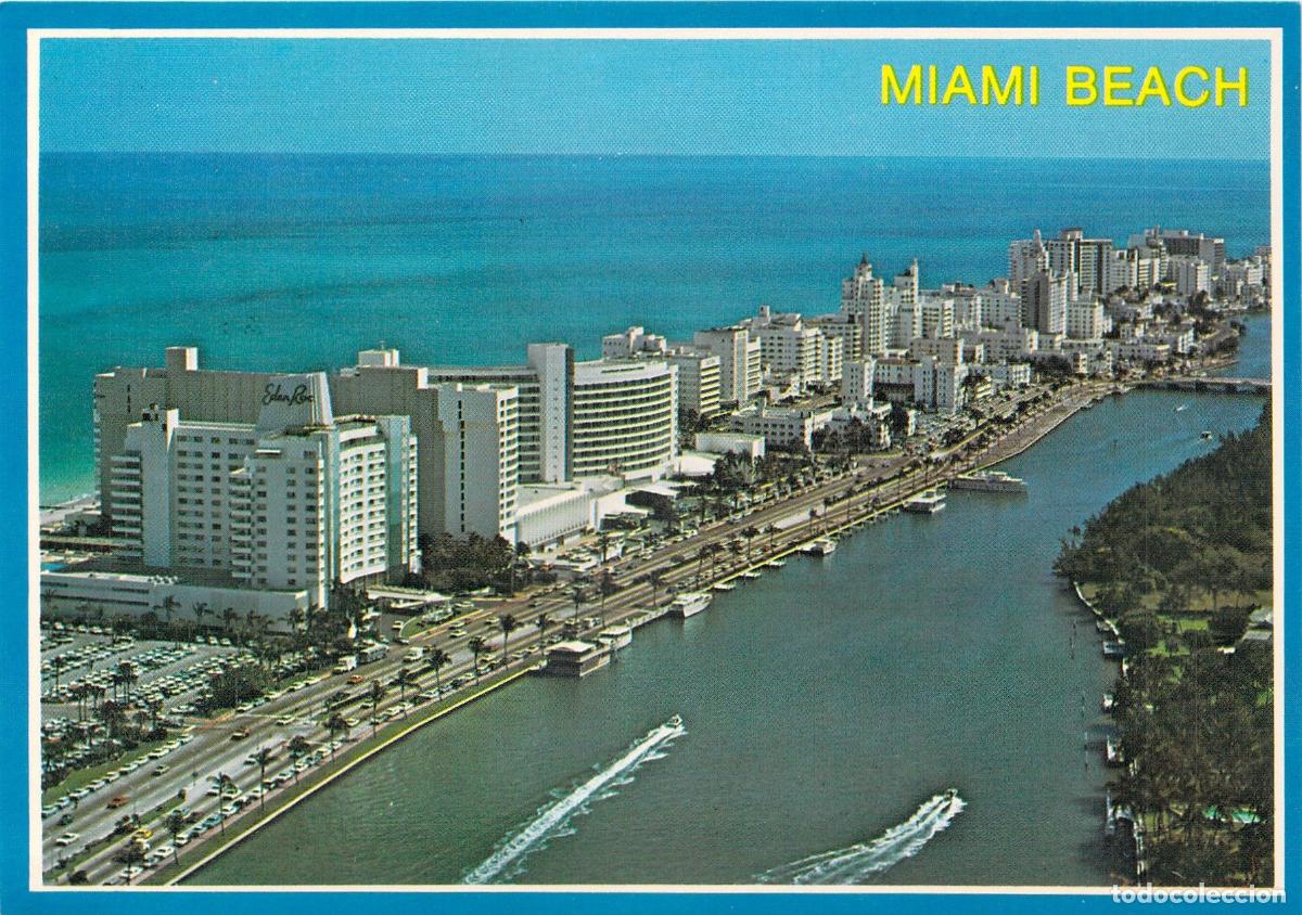 Postales: Postal de Miami Beach Vista A&eacute;rea Hoteles Eden Roc y Fontainebleau