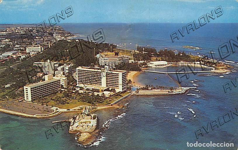 Postales: Hist&oacute;rico Fuerte Ger&oacute;nimo en frente del Hotel Hilton - Puerto Rico - A&ntilde;os 60 - Sin circular